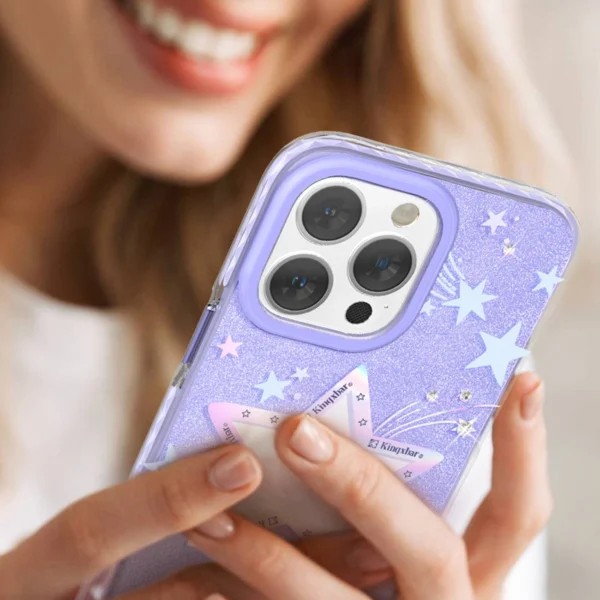 Kingxbar Heart Star Series case for iPhone 14 Plus purple star caseeng