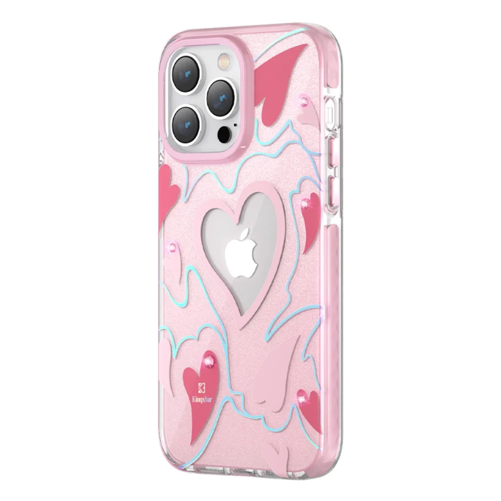 Kingxbar Heart Star Series case for iPhone 14 Pro Max pink heart caseeng