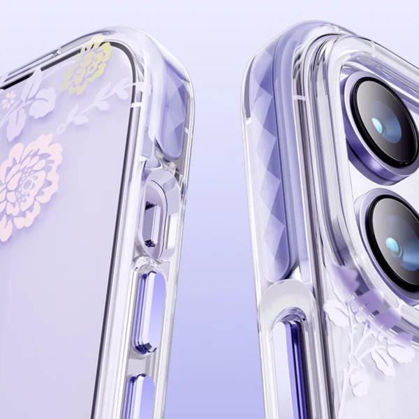 Kingxbar Flora Series magnetic case for iPhone 14 Plus MagSafe decorated with orchid flowers printeng