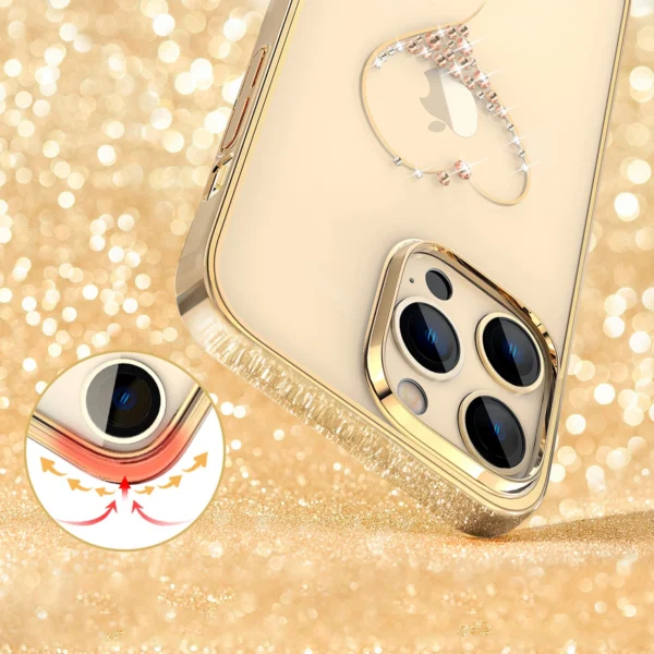 Silicone case with Swarovski crystals Kingxbar Wish Series for iPhone 14 Plus - goldeng