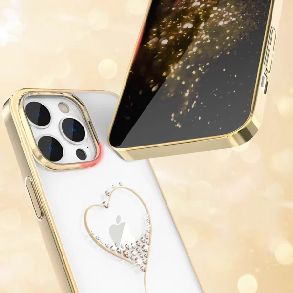 Silicone case with Swarovski crystals Kingxbar Wish Series for iPhone 14 Plus - goldeng