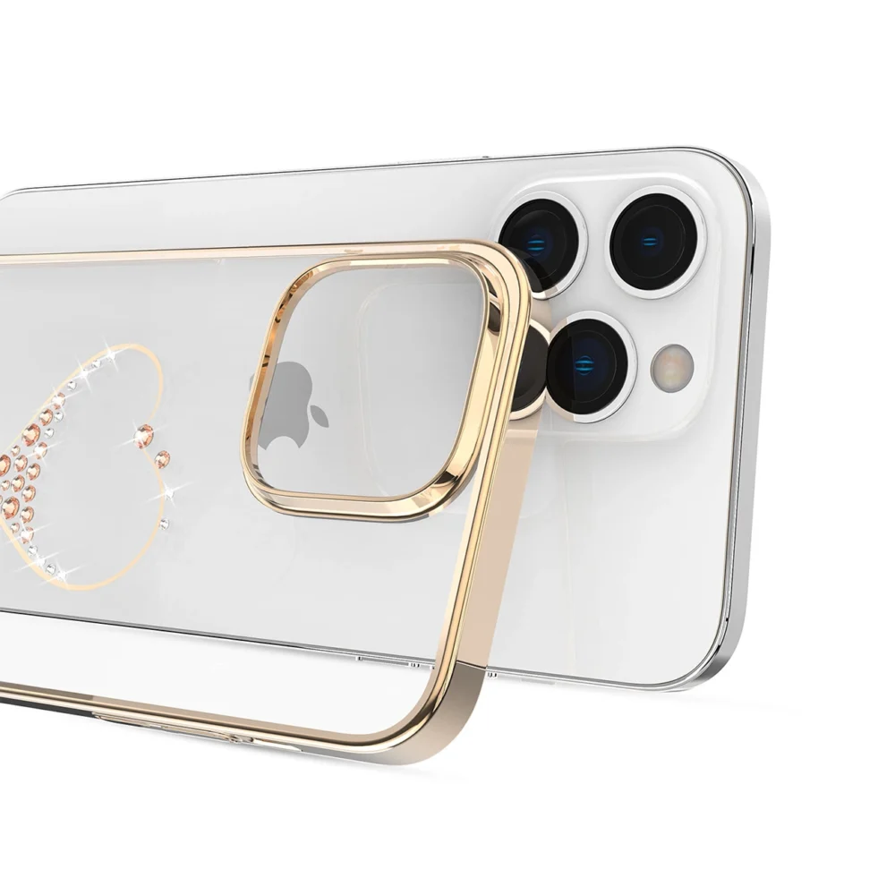 Silicone case with Swarovski crystals Kingxbar Wish Series for iPhone 14 Plus - goldeng