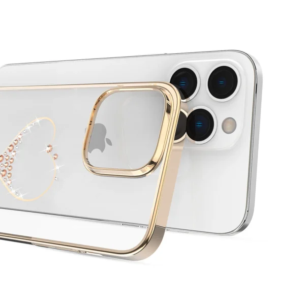 Silicone case with Swarovski crystals Kingxbar Wish Series for iPhone 14 Plus - goldeng