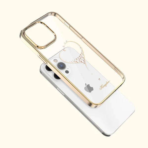 Silicone case with Swarovski crystals Kingxbar Wish Series for iPhone 14 Plus - goldeng