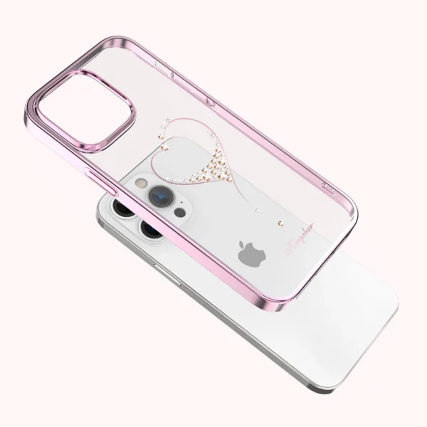 Silicone case with Swarovski crystals Kingxbar Wish Series for iPhone 14 Plus - pinkeng