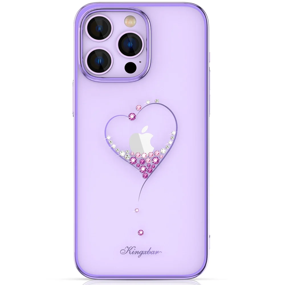 Silicone case with Swarovski crystals Kingxbar Wish Series for iPhone 14 Plus - purpleeng