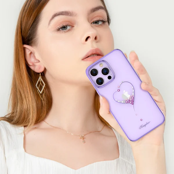 Silicone case with Swarovski crystals Kingxbar Wish Series for iPhone 14 Plus - purpleeng