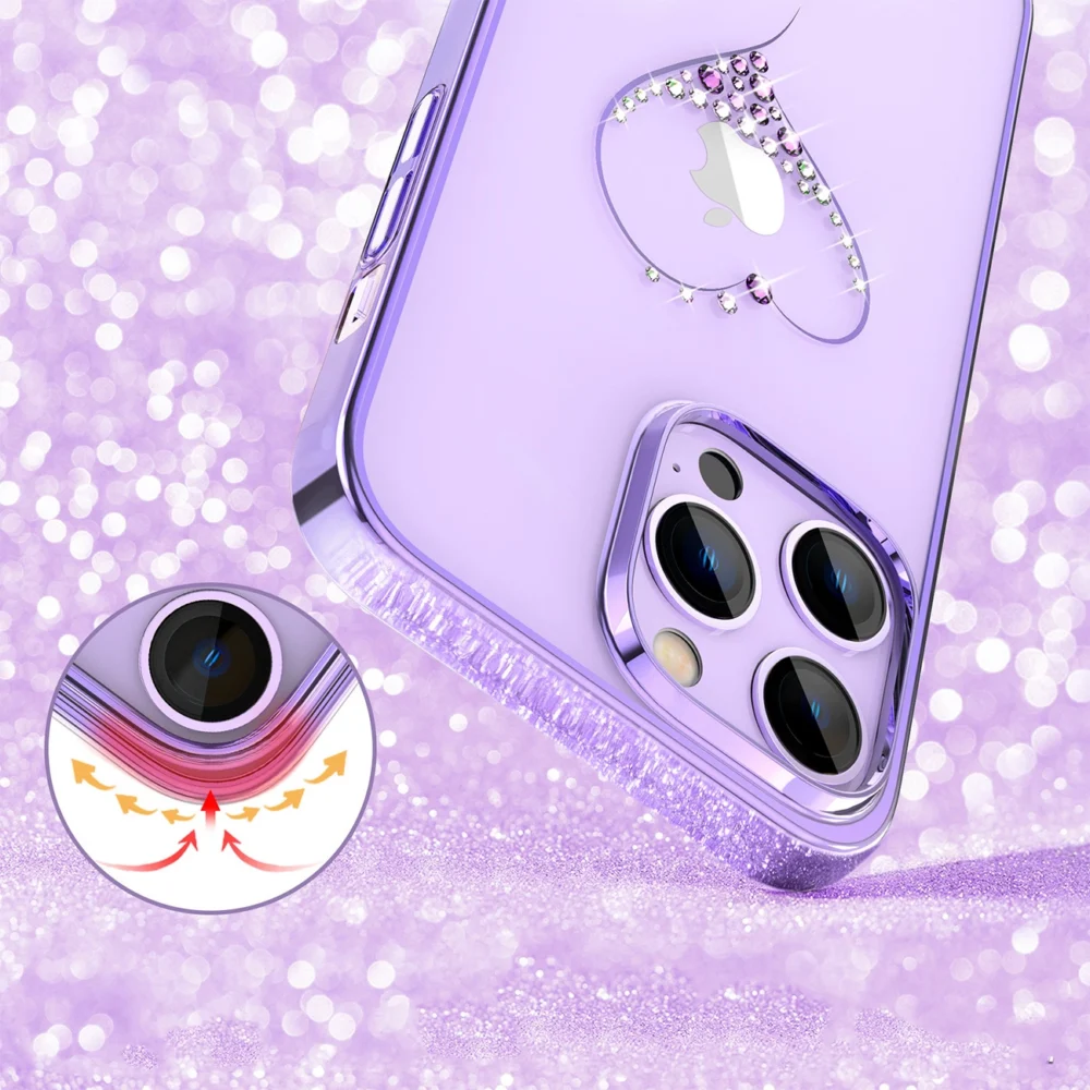 Silicone case with Swarovski crystals Kingxbar Wish Series for iPhone 14 Plus - purpleeng