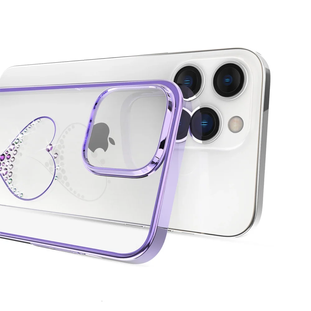 Silicone case with Swarovski crystals Kingxbar Wish Series for iPhone 14 Plus - purpleeng