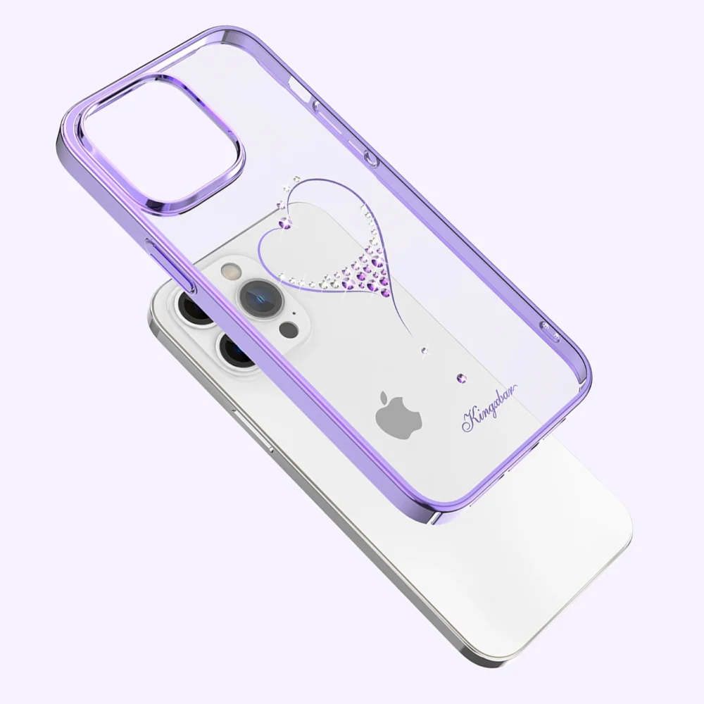 Silicone case with Swarovski crystals Kingxbar Wish Series for iPhone 14 Plus - purpleeng