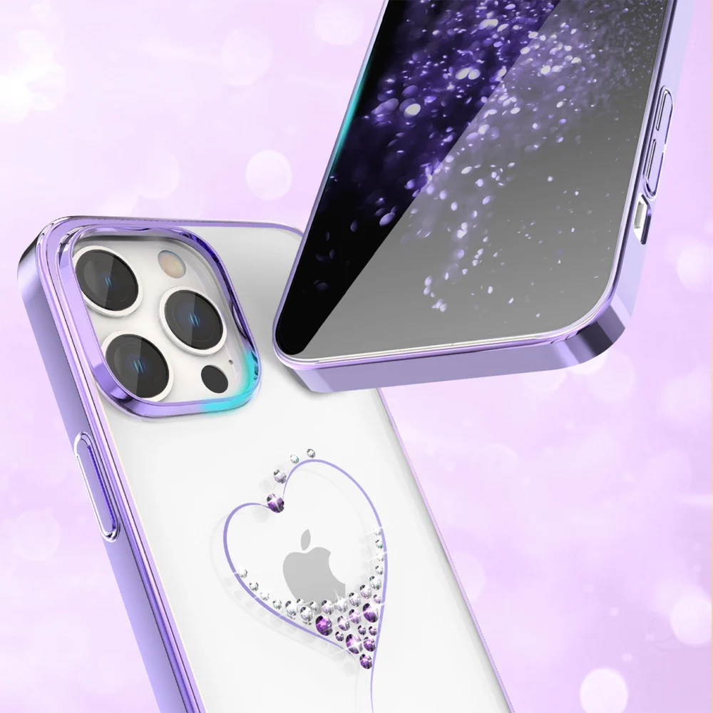 Silicone case with Swarovski crystals Kingxbar Wish Series for iPhone 14 Plus - purpleeng