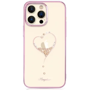 Silicone case with Swarovski Kingxbar Wish Series crystals for iPhone 14 Pro Max - pinkeng