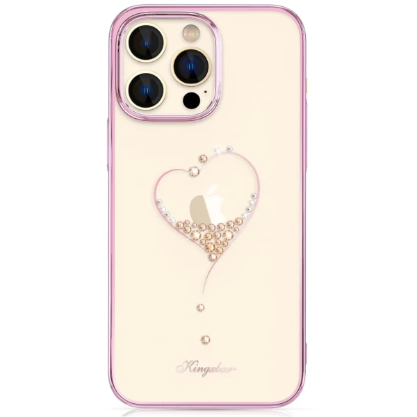 Silicone case with Swarovski Kingxbar Wish Series crystals for iPhone 14 Pro Max - pinkeng