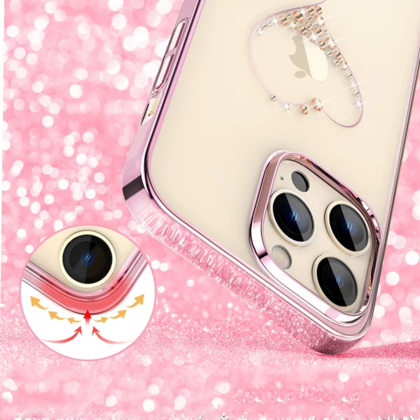 Silicone case with Swarovski Kingxbar Wish Series crystals for iPhone 14 Pro Max - pinkeng