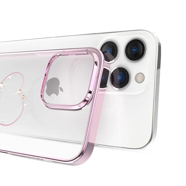 Silicone case with Swarovski Kingxbar Wish Series crystals for iPhone 14 Pro Max - pinkeng