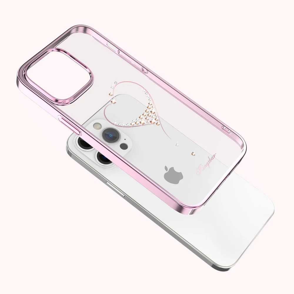 Silicone case with Swarovski Kingxbar Wish Series crystals for iPhone 14 Pro Max - pinkeng