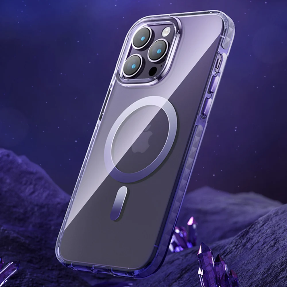Kingxbar PQY Ice Crystal Series magnetic case for iPhone 14 Plus MagSafe grayeng