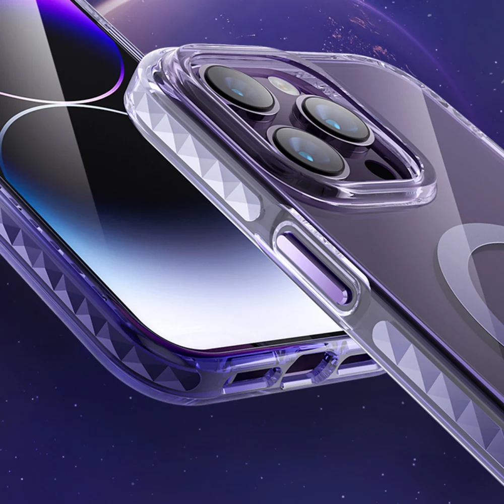 Kingxbar PQY Ice Crystal Series magnetic case for iPhone 14 Plus MagSafe grayeng