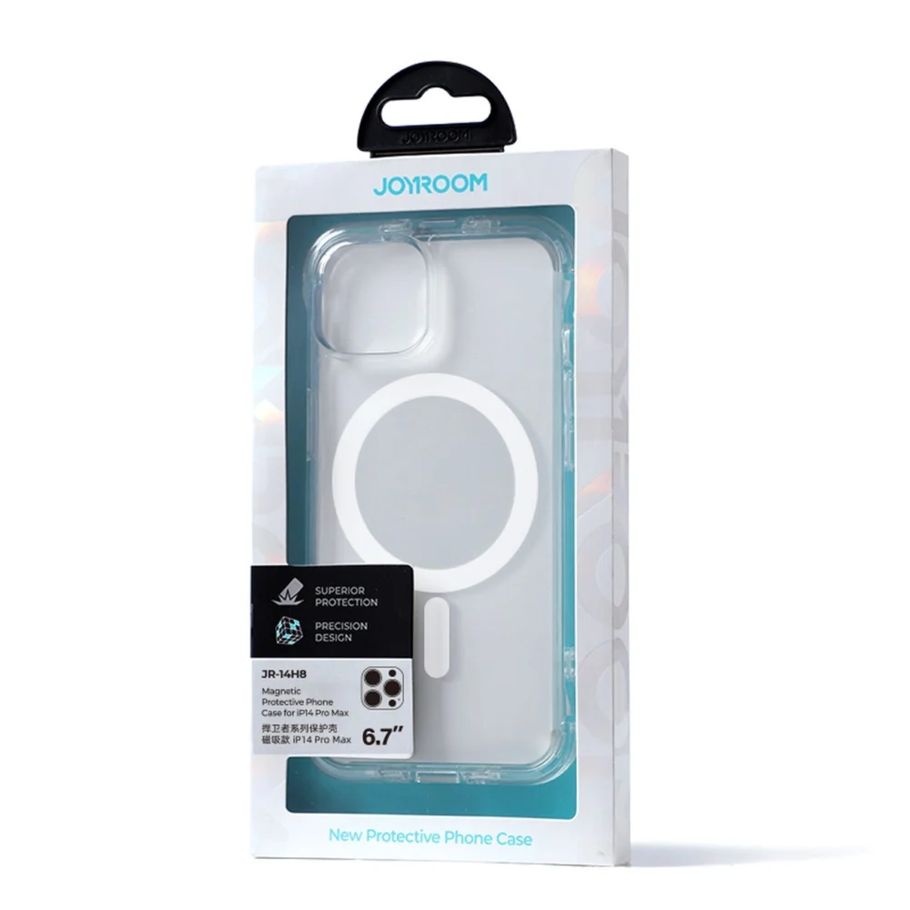 Joyroom Magnetic Defender Magnetic Case for iPhone 14 Pro Max Armored Cover with Hooks Stand Clear (MagSafe Compatible)eng