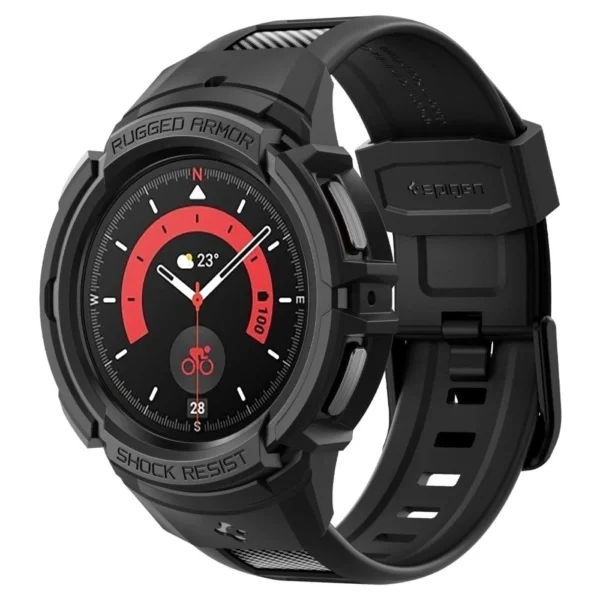 Spigen Rugged Armor Pro Case with Strap for Samsung Galaxy Watch 5 Pro (45mm) - Blackeng
