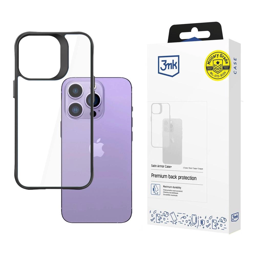 3mk Satin Armor Case+ iPhone 14 Pro Max Series - Blackeng