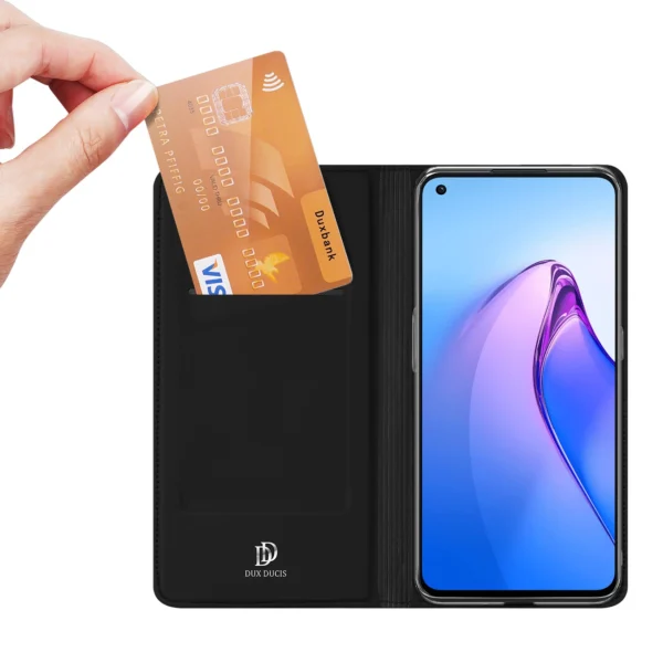 Dux Ducis Skin Pro case for Oppo Reno 8 flip cover card wallet stand blackeng