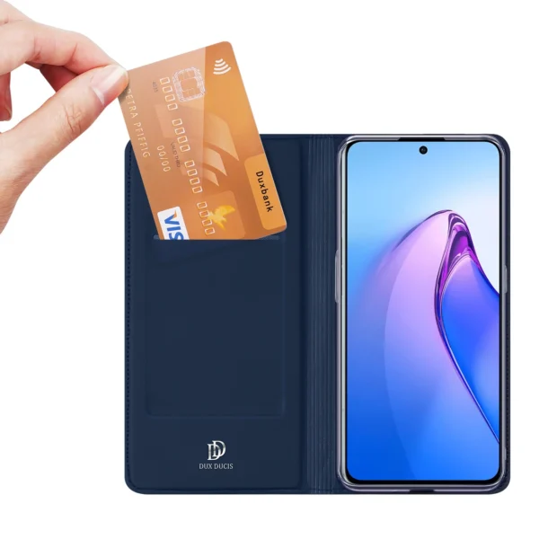 Dux Ducis Skin Pro case for Oppo Reno 8 Pro flip cover card wallet stand blueeng