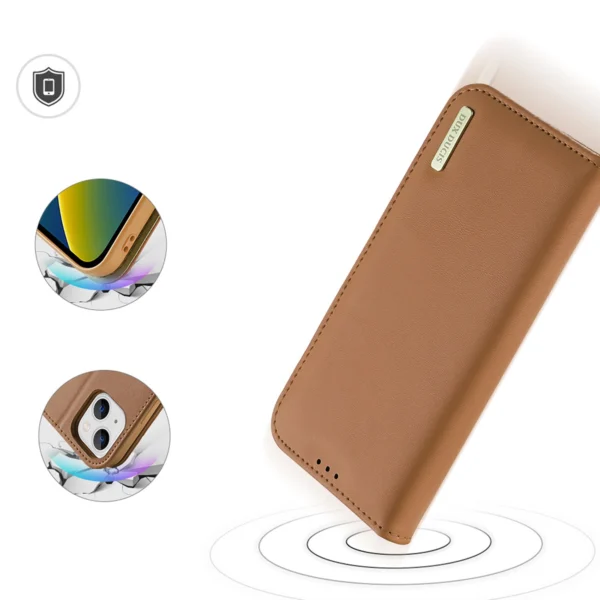 Dux Ducis Hivo Leather Flip Cover Genuine Leather Wallet for Cards and Documents iPhone 14 Browneng