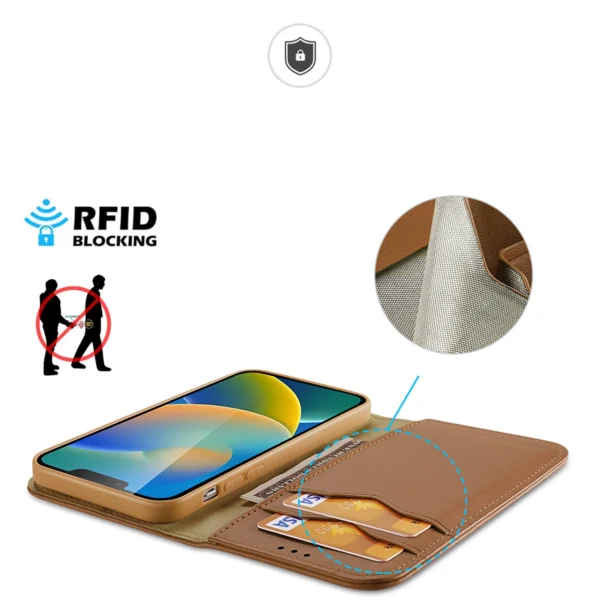Dux Ducis Hivo Leather Flip Cover Genuine Leather Wallet for Cards and Documents iPhone 14 Browneng