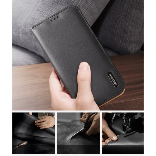 Dux Ducis Hivo Leather Flip Cover Genuine Leather Wallet for Cards and Documents iPhone 14 Browneng