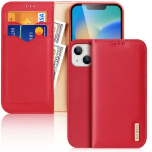 Dux Ducis Hivo Leather Flip Cover Genuine Leather Wallet for Cards and Documents iPhone 14 Plus Redeng