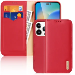 Dux Ducis Hivo Leather Flip Cover Genuine Leather Wallet for Cards and Documents iPhone 14 Pro Redeng
