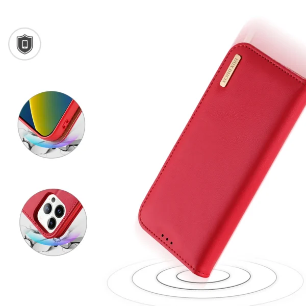 Dux Ducis Hivo Leather Flip Cover Genuine Leather Wallet for Cards and Documents iPhone 14 Pro Redeng