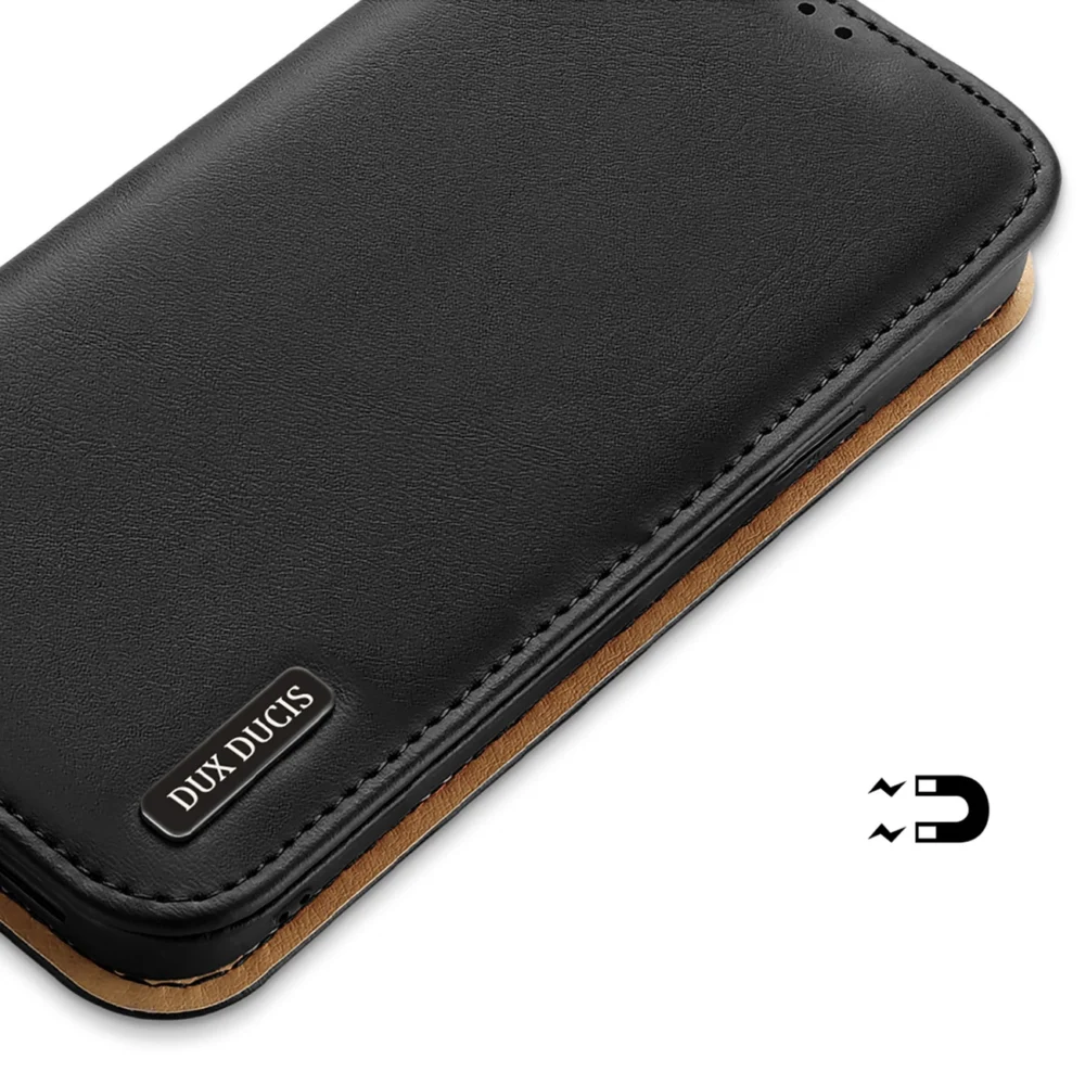 Dux Ducis Hivo Leather Flip Cover Genuine Leather Wallet for Cards and Documents iPhone 14 Pro Max Blackeng