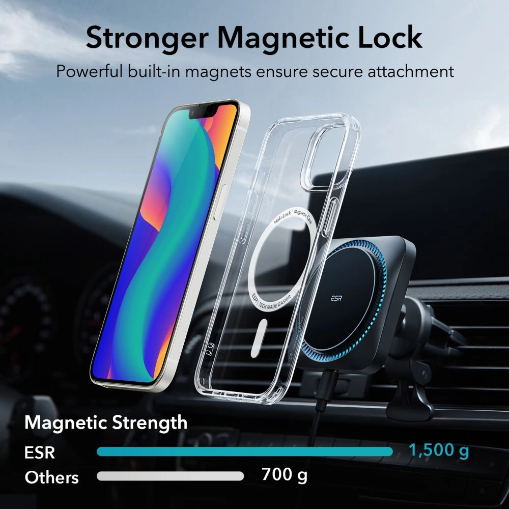 ESR Classic Hybrid Halolock Case with MagSafe for iPhone 13 / iPhone 14 - Cleareng