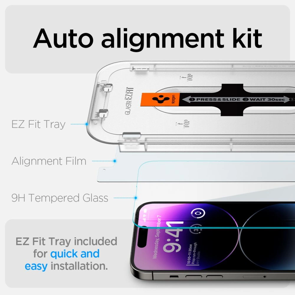 Spigen Glas.tR EZ Fit tempered glass for iPhone 14 Pro - 2 pcs.eng