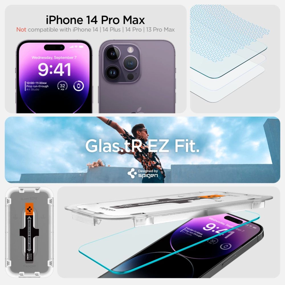 Spigen Glas.tR EZ Fit tempered glass for iPhone 14 Pro - 2 pcs.eng