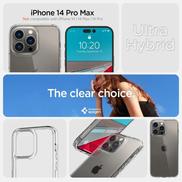 Spigen Ultra Hybrid Case for iPhone 14 Pro Max - Cleareng