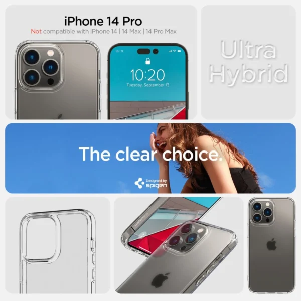 Spigen Ultra Hybrid iPhone 14 Pro Case - Matte Cleareng