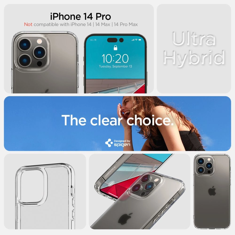 Spigen Ultra Hybrid iPhone 14 Pro Case - Matte Cleareng