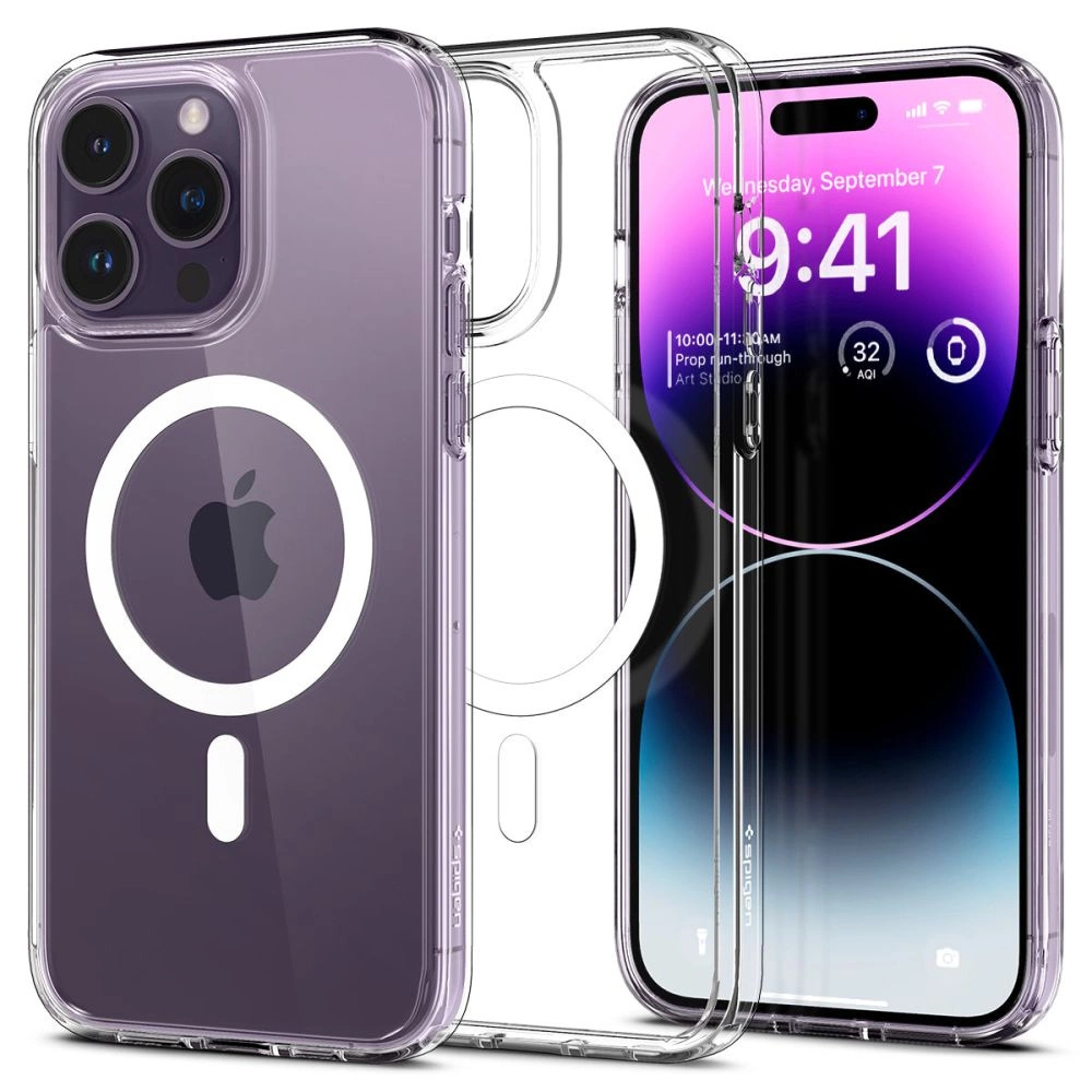 Spigen Ultra Hybrid Mag Case with MagSafe for iPhone 14 Pro - Clear/Whiteeng