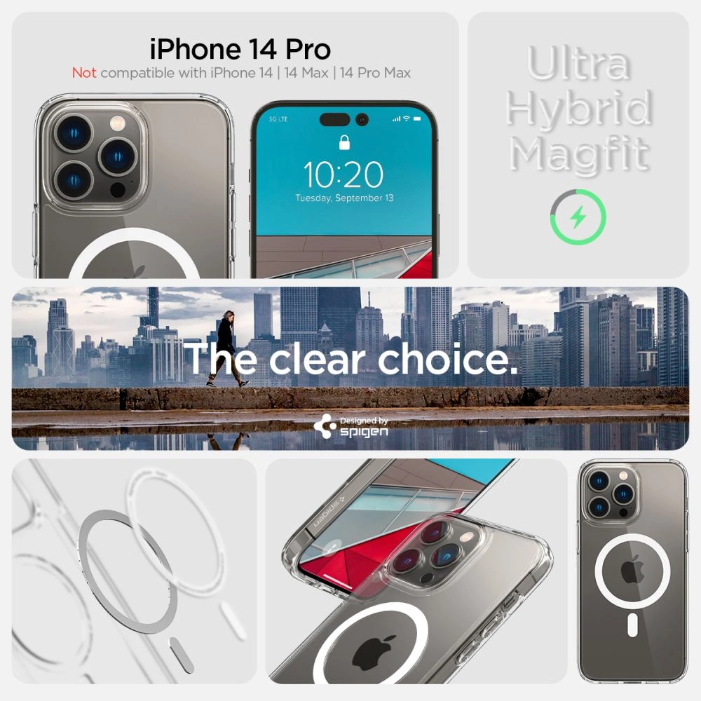 Spigen Ultra Hybrid Mag Case with MagSafe for iPhone 14 Pro - Clear/Whiteeng