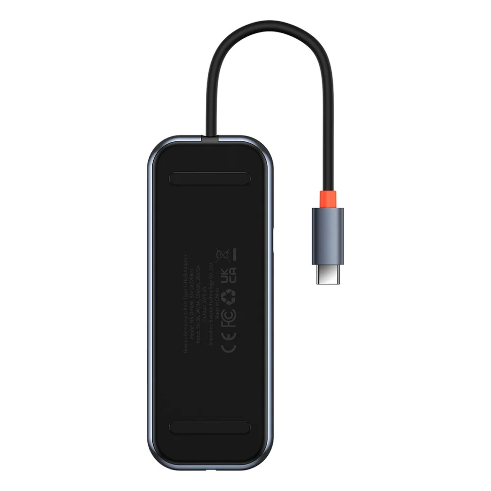 Baseus AcmeJoy HUB 4-port (USB-C to 1x USB-C PD&Data/3x USB3.0) dark gray (WKJZ010013)eng