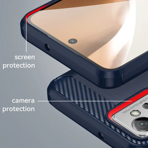 Carbon Case Cover for Xiaomi Redmi Note 11E /Redmi 10 5G / Redmi 10 Prime+ 5G / Poco M4 5G Flexible Silicone Carbon Cover Blueeng
