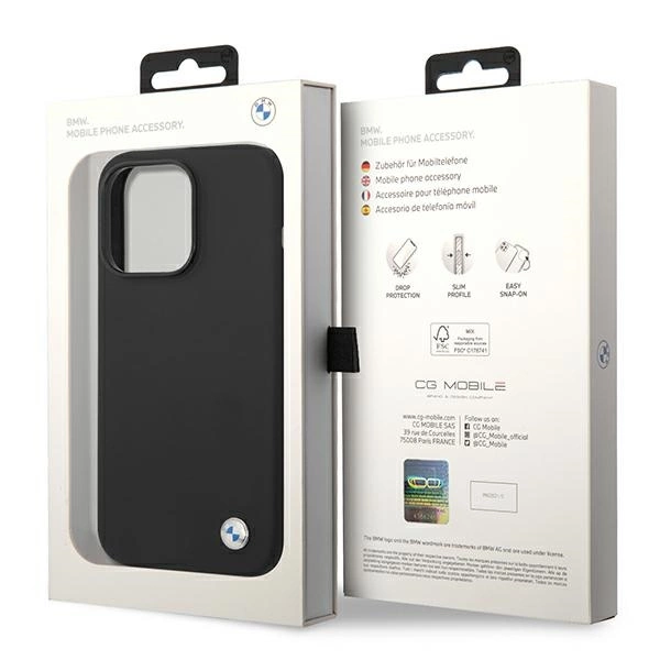 Etui BMW BMHCP14XSILBK iPhone 14 Pro Max 6,7" czarny/black Silicone Metal Logoeng