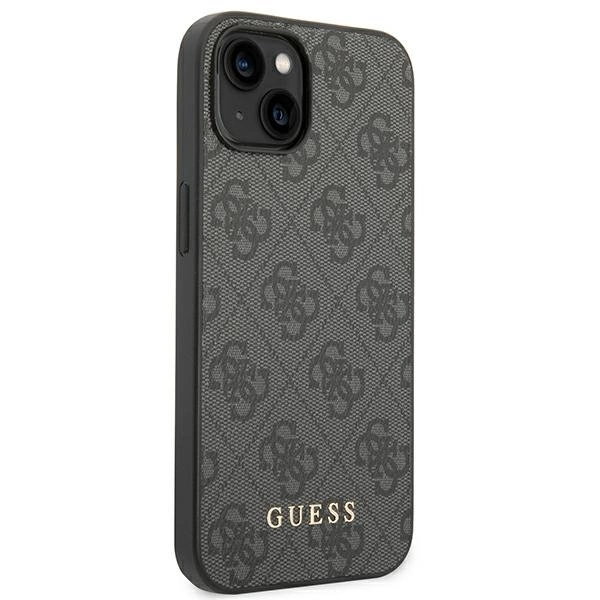 Guess GUHCP14SG4GFGR iPhone 14 6,1" szary/grey hard case 4G Metal Gold Logoeng