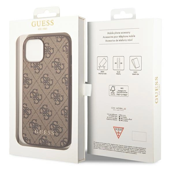 Guess GUHCP14MG4GFBR iPhone 14 Plus 6,7" brązowy/brown hard case 4G Metal Gold Logoeng