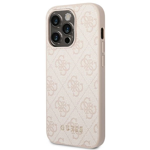 Guess GUHCP14LG4GFPI iPhone 14 Pro 6,1" różowy/pink hard case 4G Metal Gold Logoeng