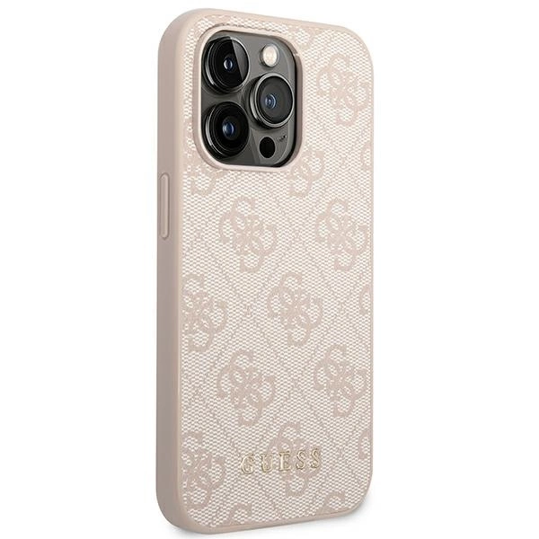 Guess GUHCP14LG4GFPI iPhone 14 Pro 6,1" różowy/pink hard case 4G Metal Gold Logoeng