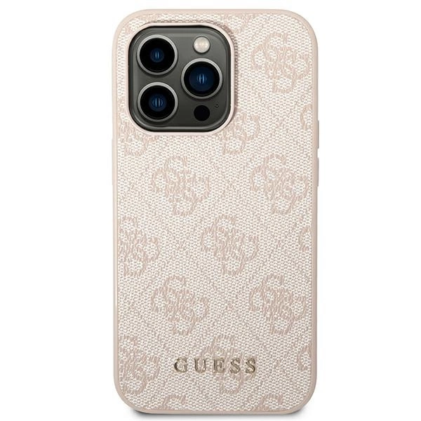 120741_3 Guess GUHCP14XG4GFPI iPhone 14 Pro Max 6,7" różowy/pink hard case 4G Metal Gold Logoeng